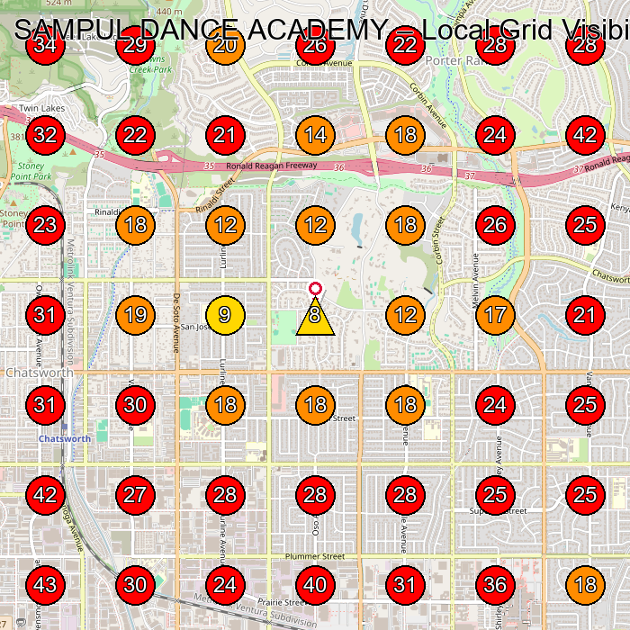 SAMPUL DANCE ACADEMY GeoGrid visibility map for Dance School in Chatsworth